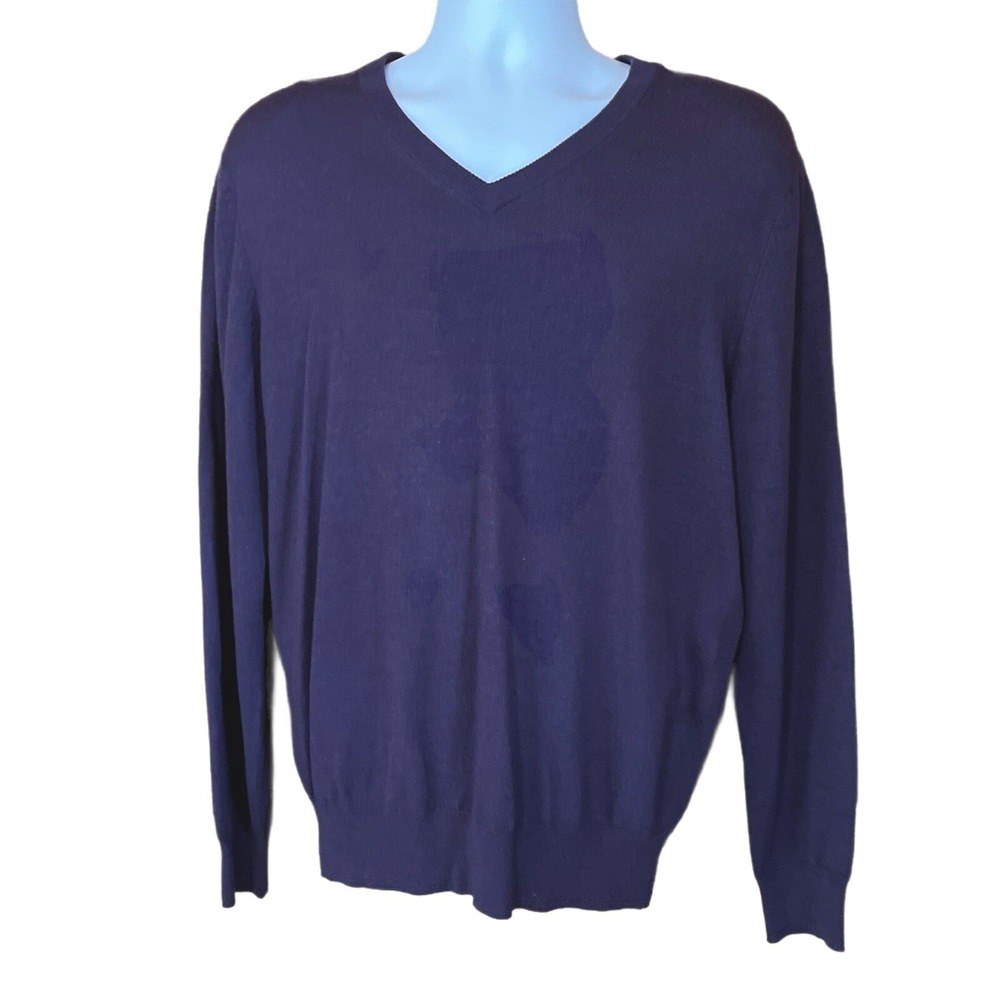 Jos A Bank Traveler Sweater Size Large 100% Merino Wool Purple